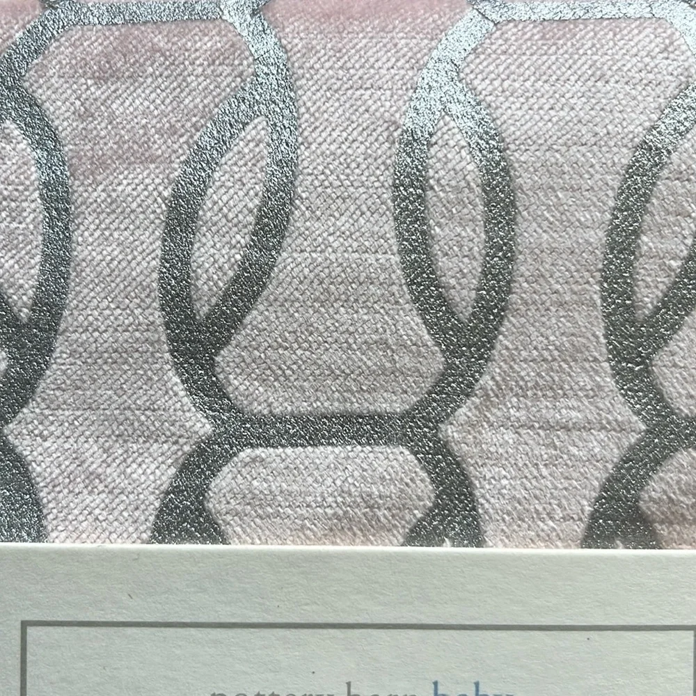 Pottery Barn Baby Amelia Velvet Crib Skirt Blush Pink Silver Metallic NWT
